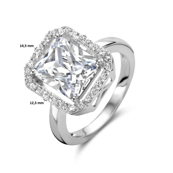 ring zirkonia halo zilver gerhodineerd - Afbeelding 4
