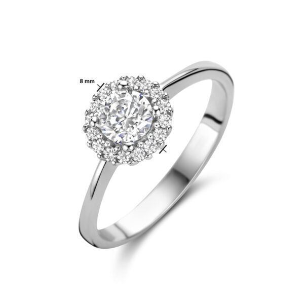 ring zirkonia halo zilver gerhodineerd - Afbeelding 4