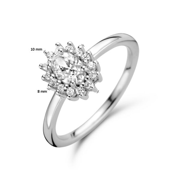 ring zirkonia halo zilver gerhodineerd - Afbeelding 4