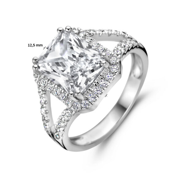 ring zirkonia halo zilver gerhodineerd - Afbeelding 4