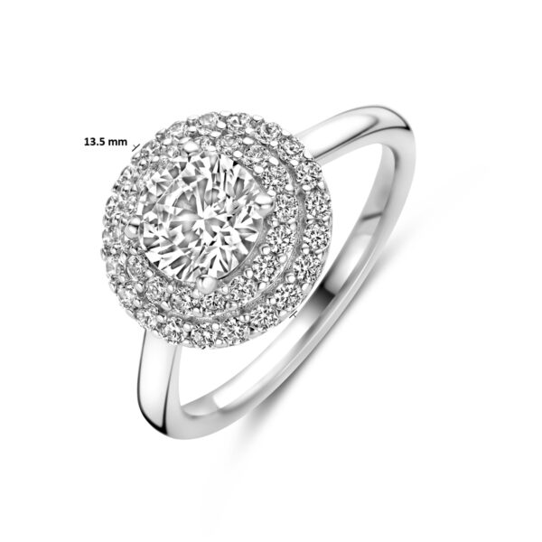 ring zirkonia halo zilver gerhodineerd - Afbeelding 4