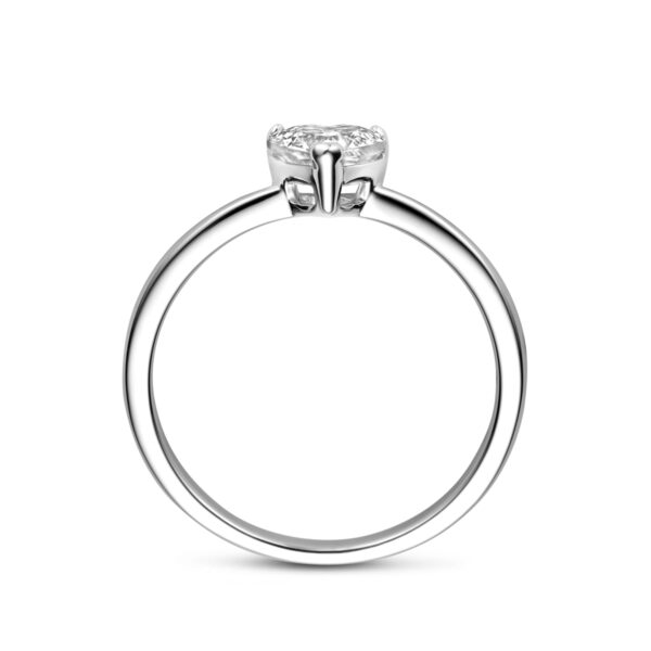 ring zirkonia hartje zilver gerhodineerd - Afbeelding 3