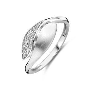 ring zirkonia poli/mat 8,5 mm zilver gerhodineerd