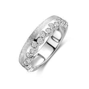 ring zirkonia poli/mat zilver gerhodineerd