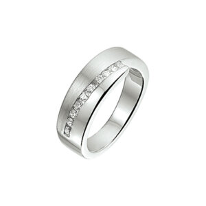 ring zirkonia poli/mat zilver gerhodineerd