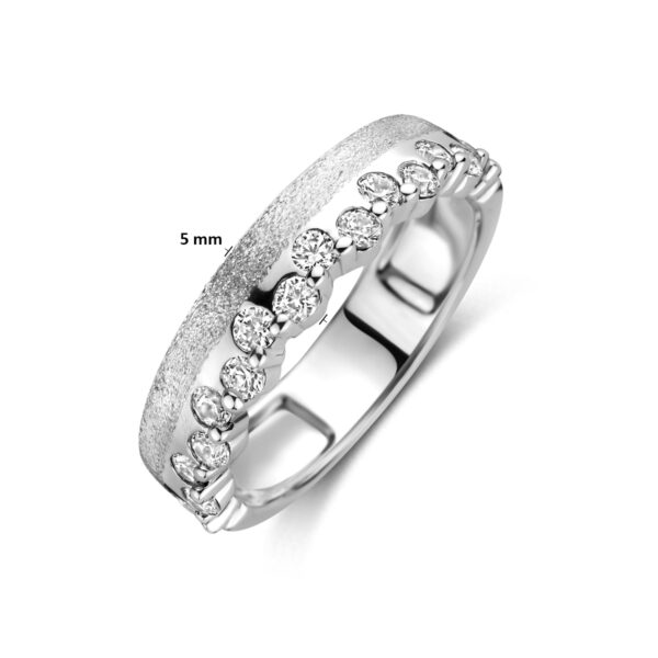 ring zirkonia poli/mat zilver gerhodineerd - Afbeelding 4