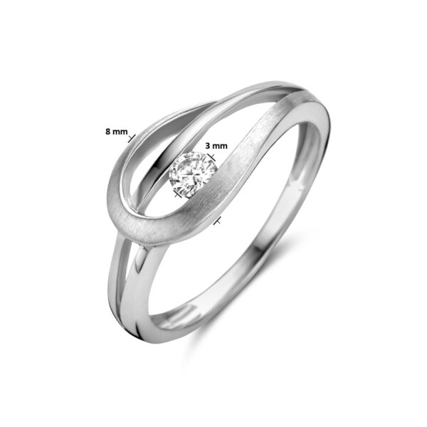 ring zirkonia poli/mat zilver gerhodineerd - Afbeelding 4