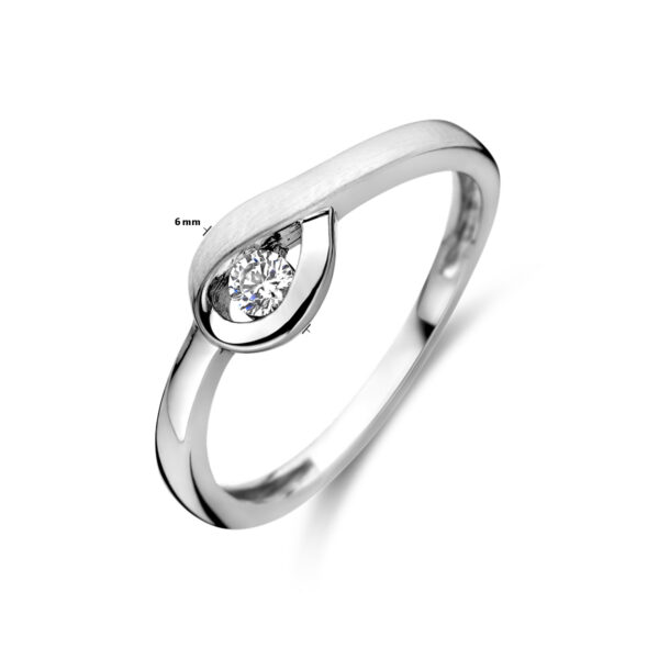 ring zirkonia poli/mat zilver gerhodineerd - Afbeelding 4