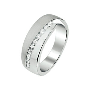 ring zirkonia poli/mat zilver gerhodineerd