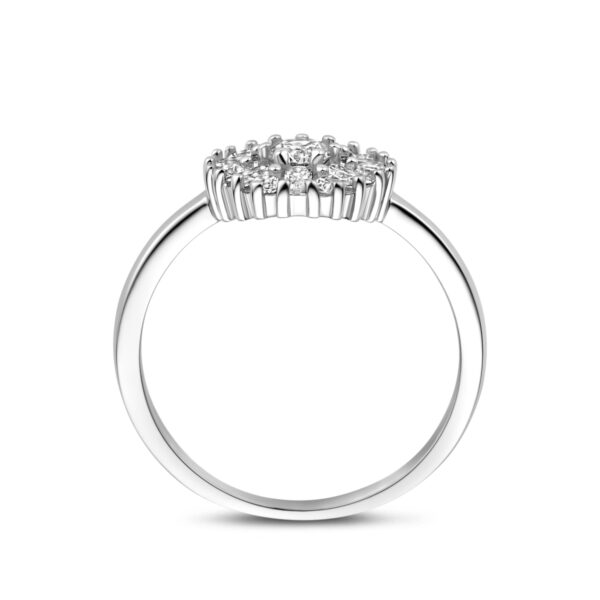 ring zirkonia rozet zilver gerhodineerd - Afbeelding 3