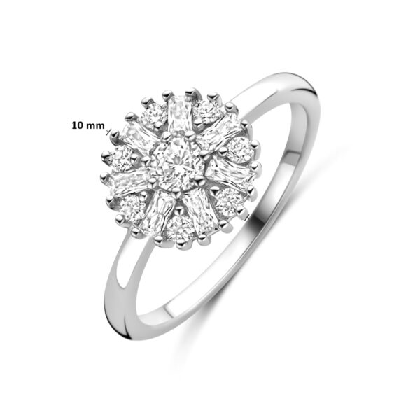 ring zirkonia rozet zilver gerhodineerd - Afbeelding 4