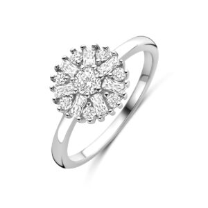 ring zirkonia rozet zilver gerhodineerd
