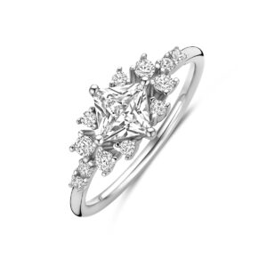 ring zirkonia zilver gerhodineerd