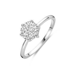 ring zirkonia zilver gerhodineerd