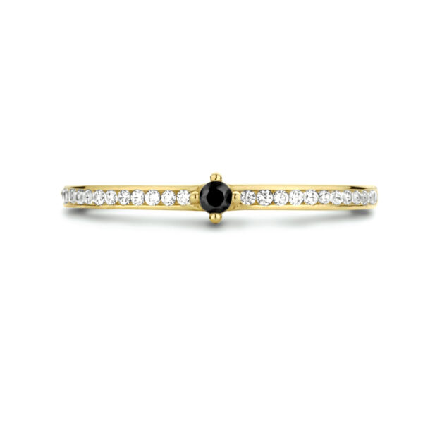 ring zwart en wit zirkonia 14K geelgoud - Afbeelding 4