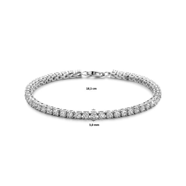 tennisarmband zirkonia 3,0 mm 18,5 cm zilver gerhodineerd - Afbeelding 3