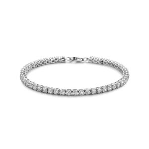 tennisarmband zirkonia 3,0 mm 18,5 cm zilver gerhodineerd