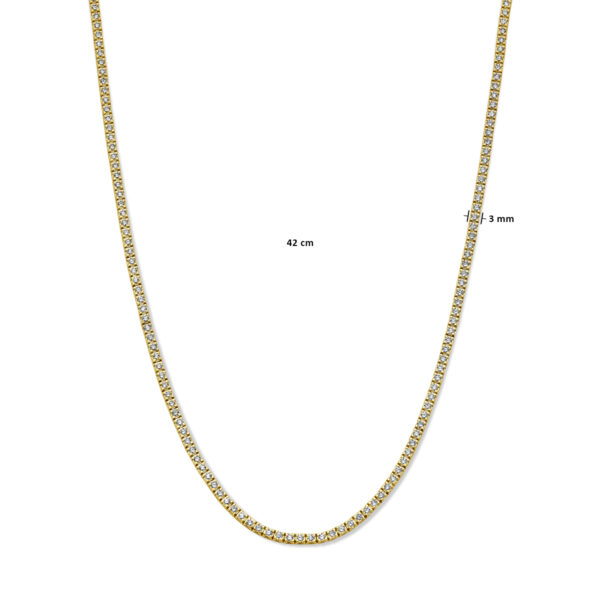 tenniscollier diamant 7.00ct h si 3,0 mm 42 cm 14K geelgoud - Afbeelding 4