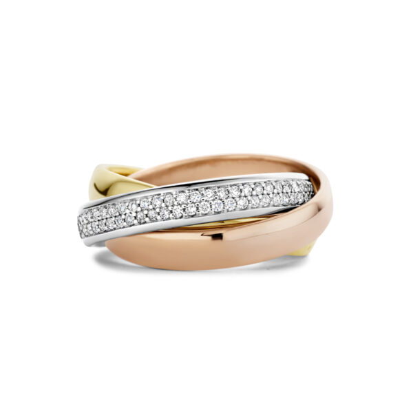 trinity ringen diamant 0.50ct h si tricolor 14K tricolor goud - Afbeelding 3