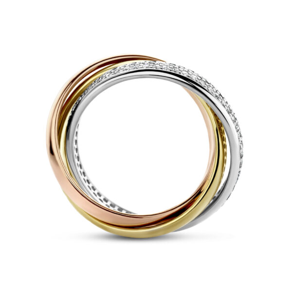 trinity ringen diamant 0.50ct h si tricolor 14K tricolor goud - Afbeelding 4
