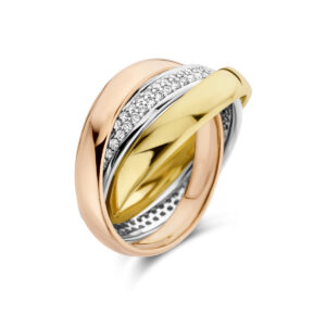 trinity ringen diamant 0.50ct h si tricolor 14K tricolor goud