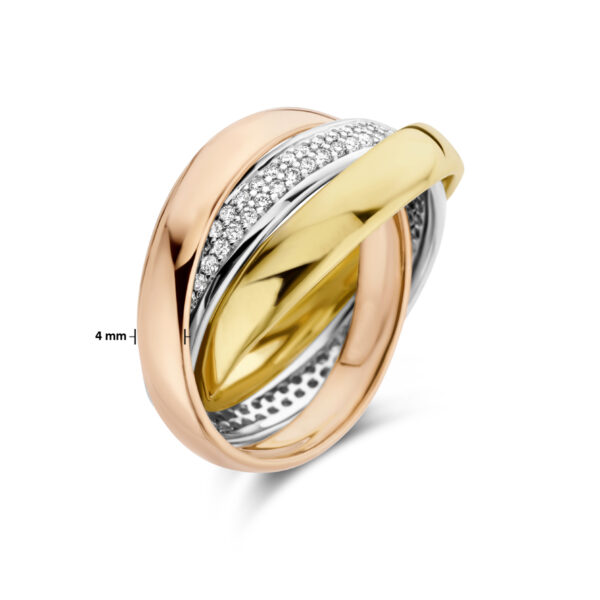 trinity ringen diamant 0.50ct h si tricolor 14K tricolor goud - Afbeelding 5
