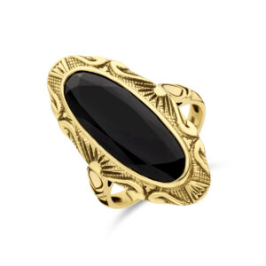 vintage ring onyx 14K geelgoud