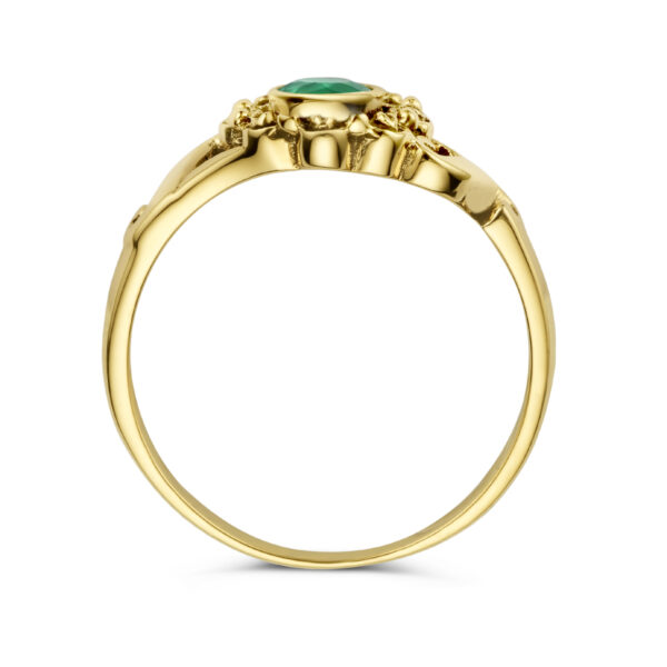 vintage ring smaragd 14K geelgoud - Afbeelding 4