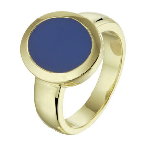 zegelring massief lagensteen 14K geelgoud