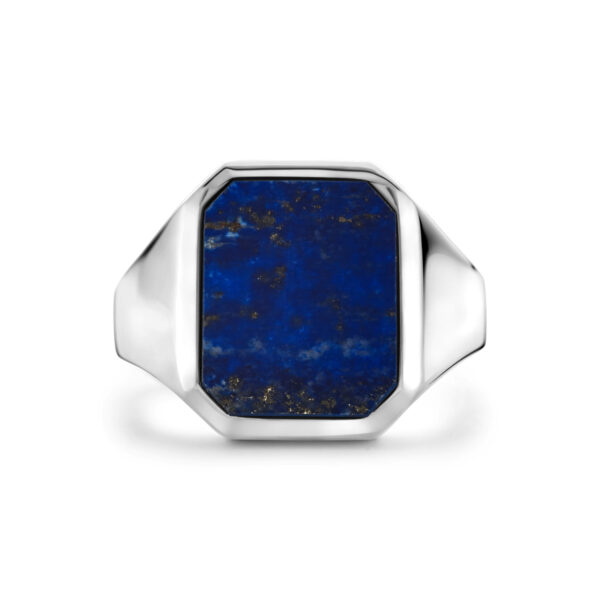 zegelring massief lapis 13 x 11mm zilver gerhodineerd - Afbeelding 4