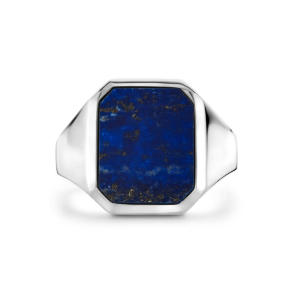 zegelring massief lapis 13 x 11mm zilver wit - Afbeelding 4