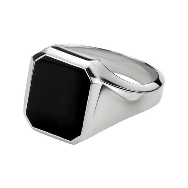 zegelring massief onyx 13 x 11mm zilver wit - Afbeelding 2