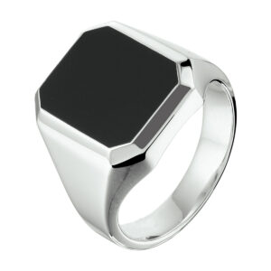 zegelring massief onyx 13 x 11mm zilver wit