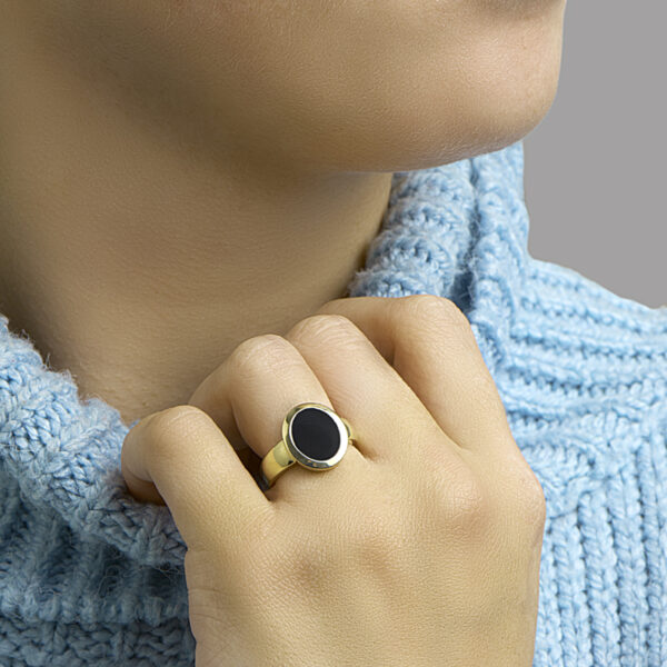 zegelring massief onyx 14K geelgoud - Afbeelding 3