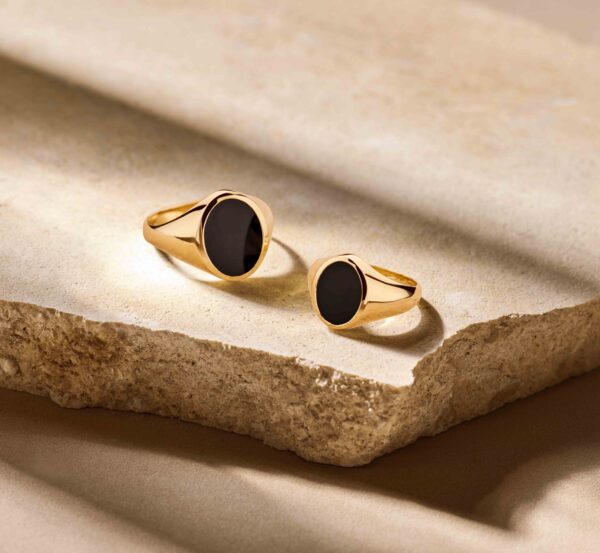 zegelring massief onyx 14K geelgoud - Afbeelding 4