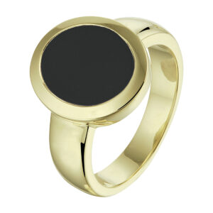 zegelring massief onyx 14K geelgoud