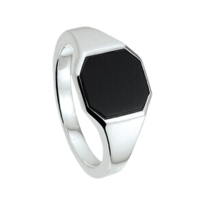 zegelring massief onyx zilver wit