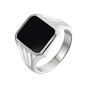 zegelring massief onyx zilver wit