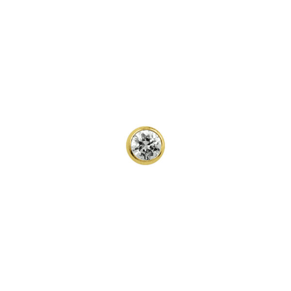 18 krt. krul neusknopje zirkonia 2,5 mm 14K geelgoud - Afbeelding 2