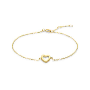 9k armband hartje 16,5 - 17,5 - 18,5 cm 9K geel kleurig