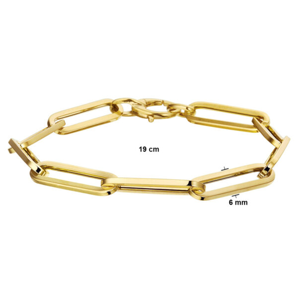 9k armband paperclip vierkante buis 6,0 mm 19 cm 9K geel kleurig - Afbeelding 4