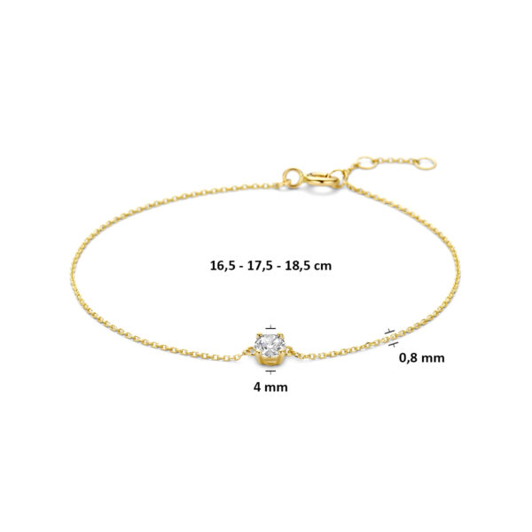 9k armband zirkonia 16,5 - 17,5 - 18,5 cm 9K geel kleurig - Afbeelding 3