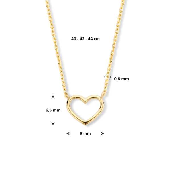 9k collier hartje 40 - 42 - 44 cm 9K geel kleurig - Afbeelding 4