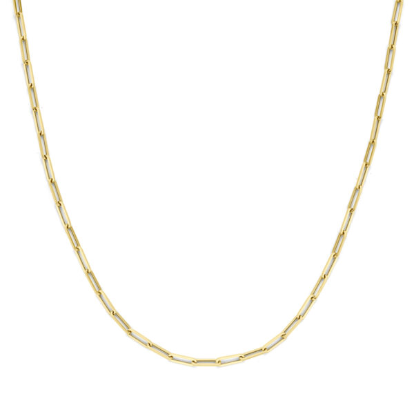 9k collier paperclip vierkante buis 3,0 mm 45 cm 9K geel kleurig