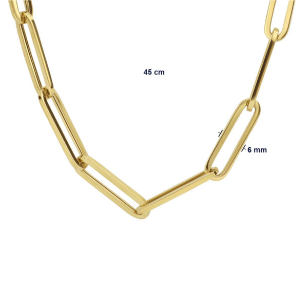 9k collier paperclip vierkante buis 6,0 mm 45 cm 9K geel kleurig - Afbeelding 4