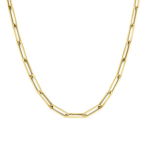9k collier paperclip vierkante buis 6,0 mm 45 cm 9K geel kleurig