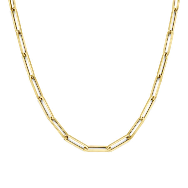 9k collier paperclip vierkante buis 6,0 mm 45 cm 9K geel kleurig