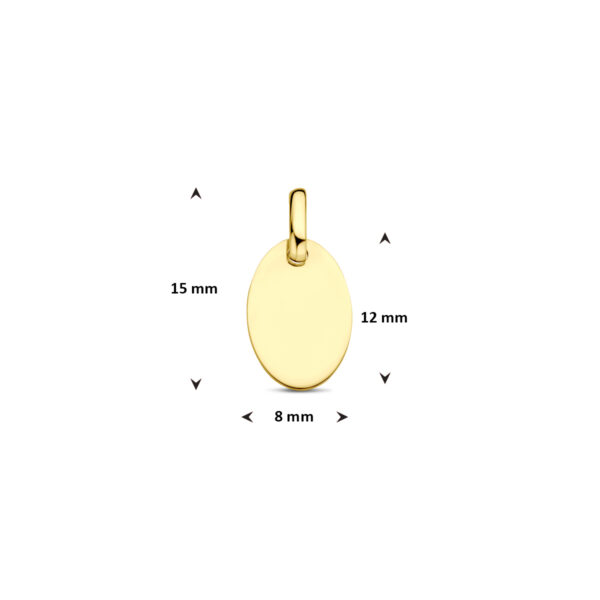 9k graveerhanger ovaal 15 mm 9K geel kleurig - Afbeelding 4