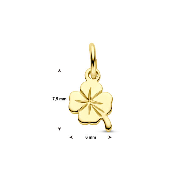 9k hanger klavertje 7,5 mm 9K geel kleurig - Afbeelding 4