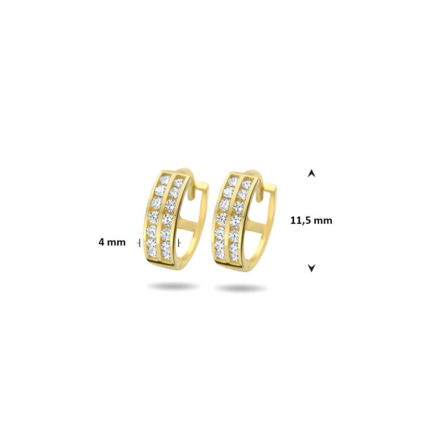 9k klapoorringen zirkonia 11,5 mm 9K geel kleurig - Afbeelding 4